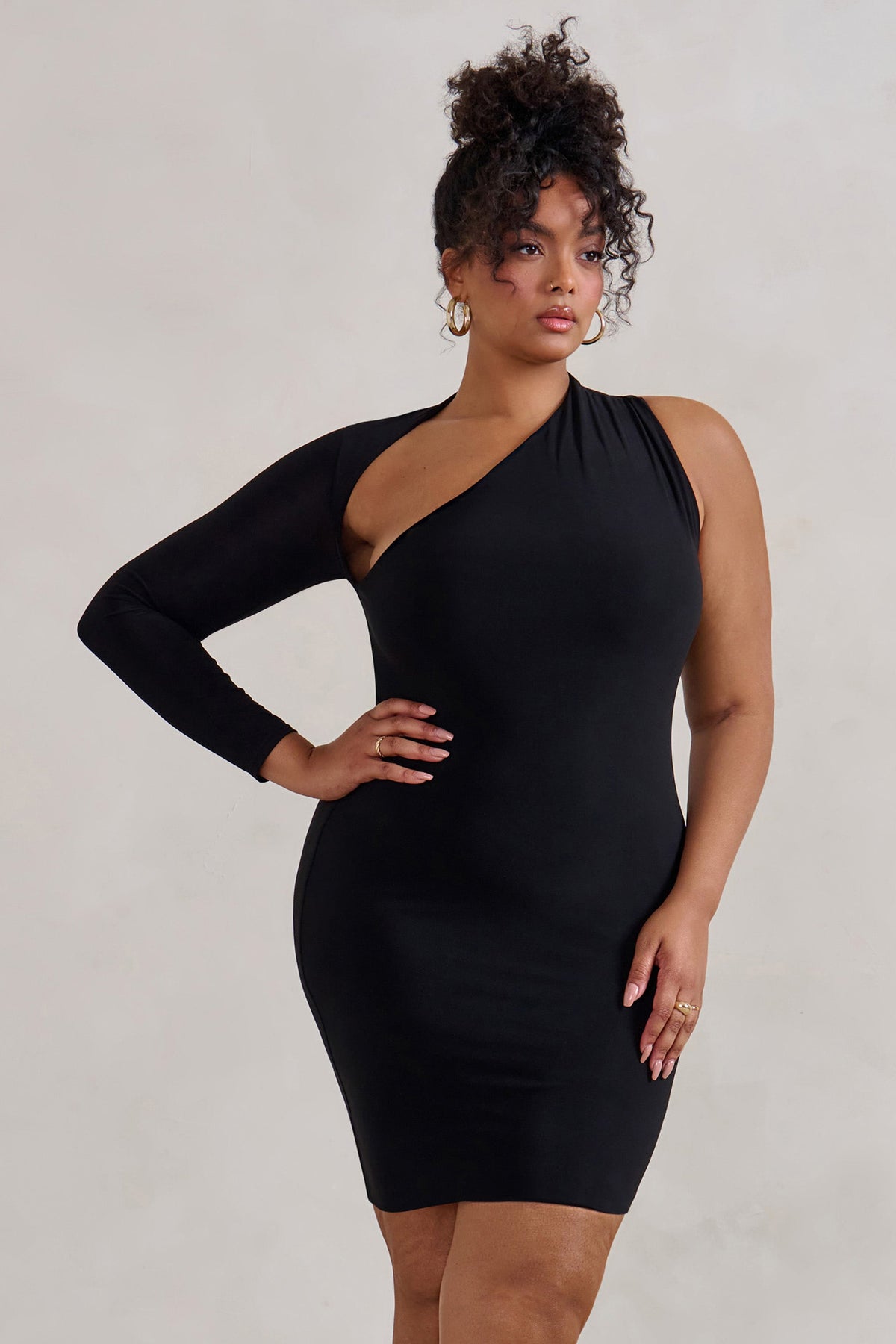 Siren | Black One Shoulder Bodycon Dress - Club L 