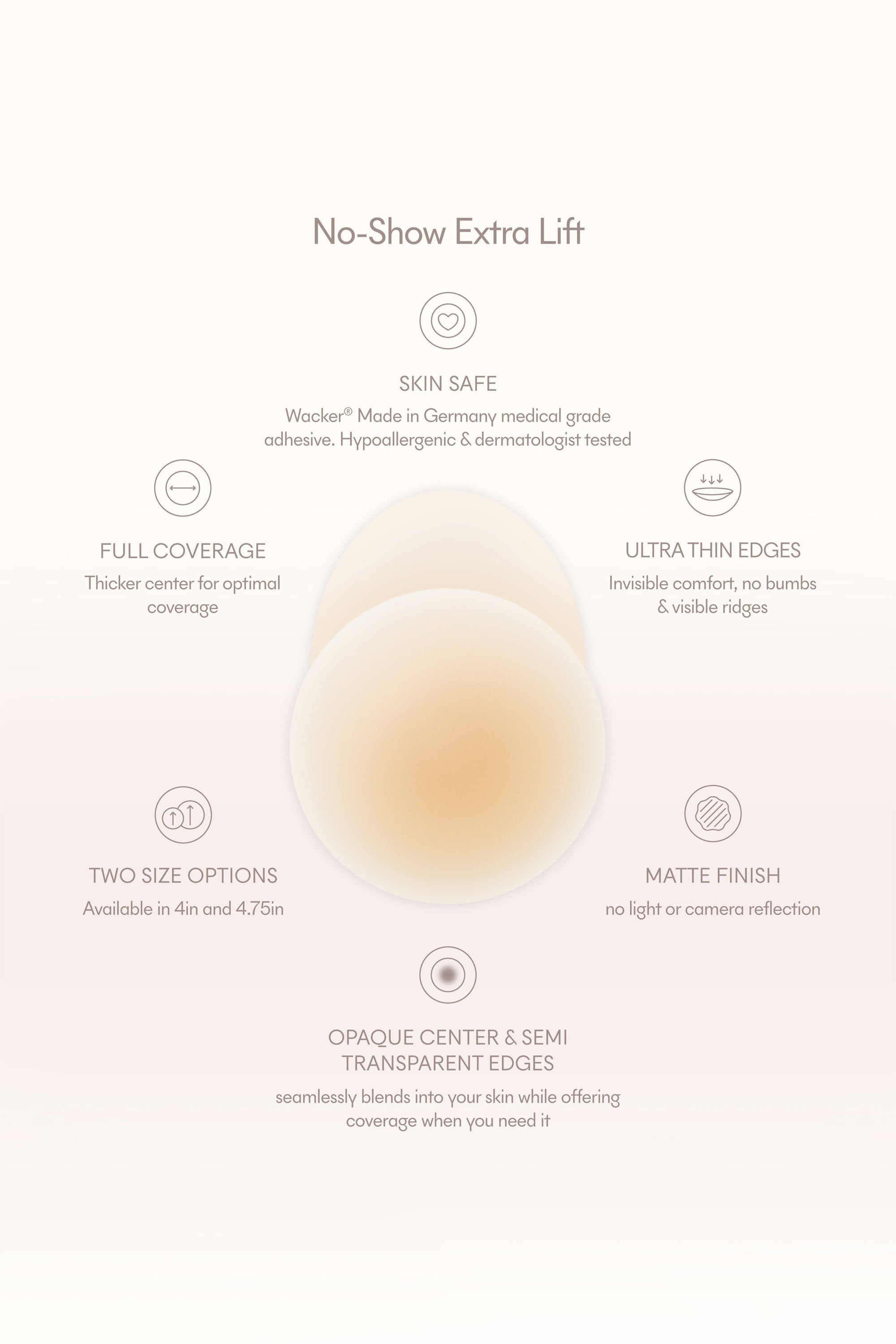 No-Show Extra Lift | NOOD Lifting Nipple Covers 4 Inch No.5