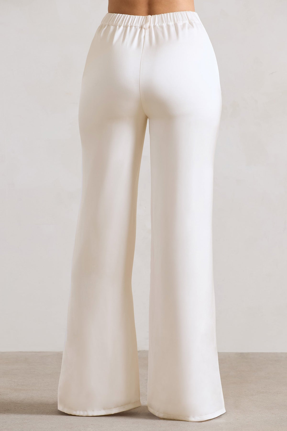 Your Way | Cream Satin Wide-Leg Trousers