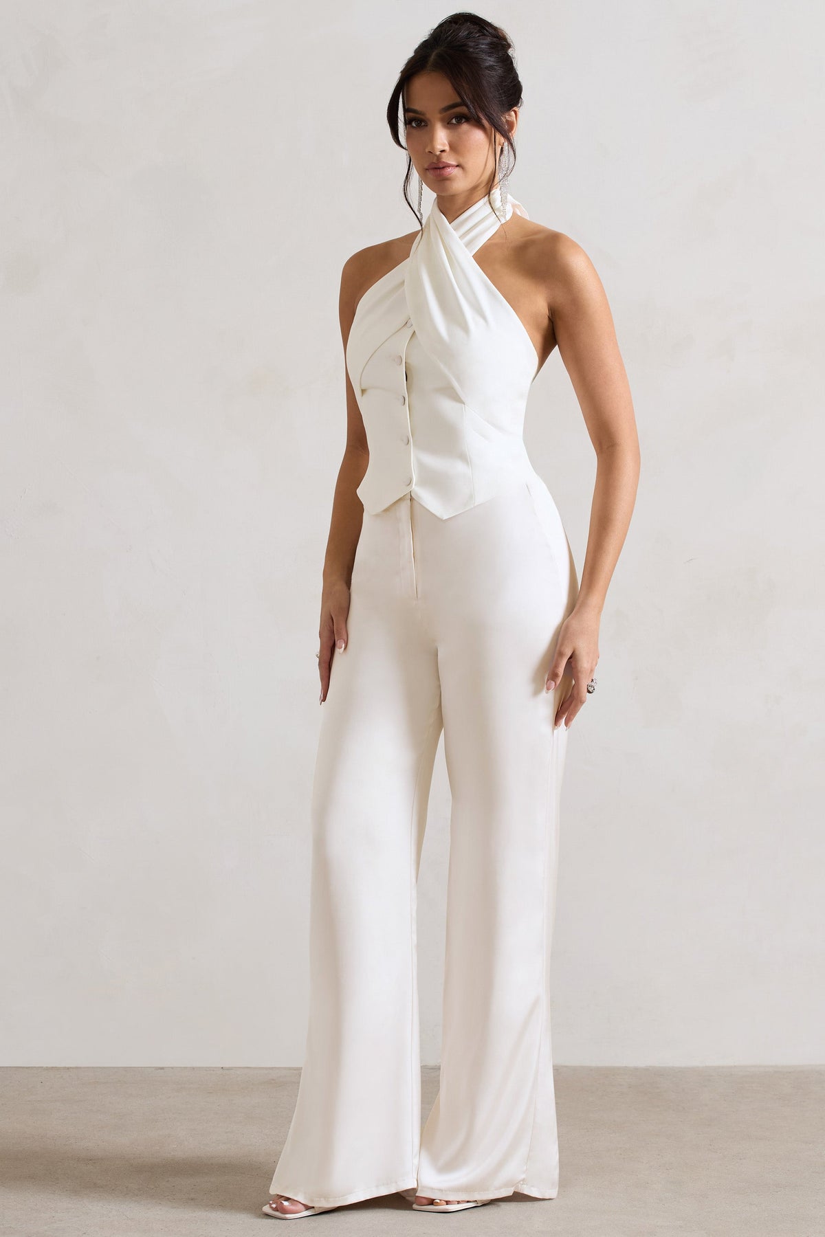 Your Way | Cream Satin Wide-Leg Trousers