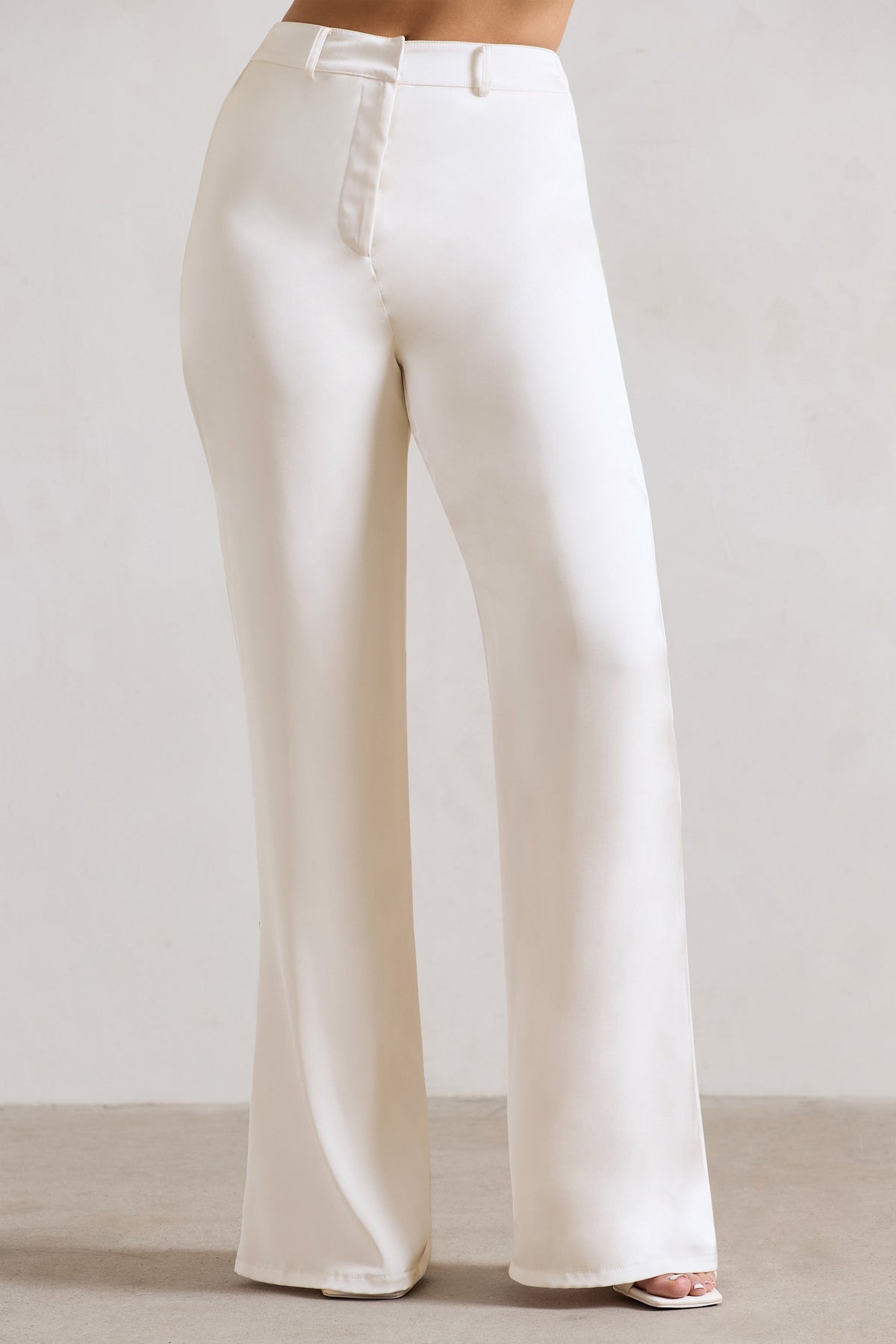 Your Way | Cream Satin Wide-Leg Trousers