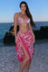Keke | Pink Porcelain Print Chiffon Draped Midi Skirt