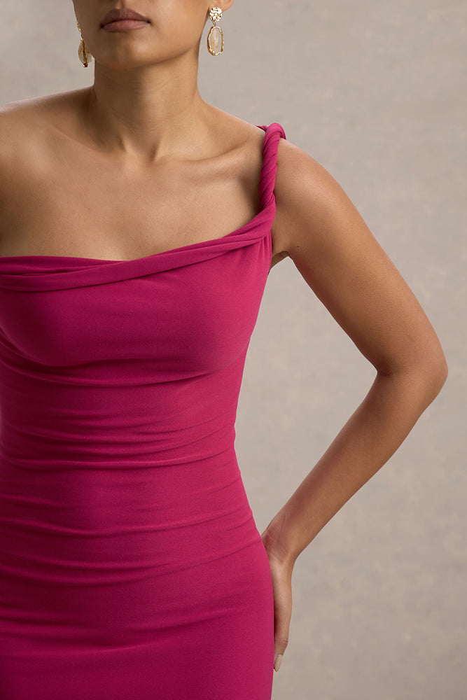 lita twisted asymmetric maxi dress Lita Hot Pink Twisted Asymmetric Maxi Dress – Club L London