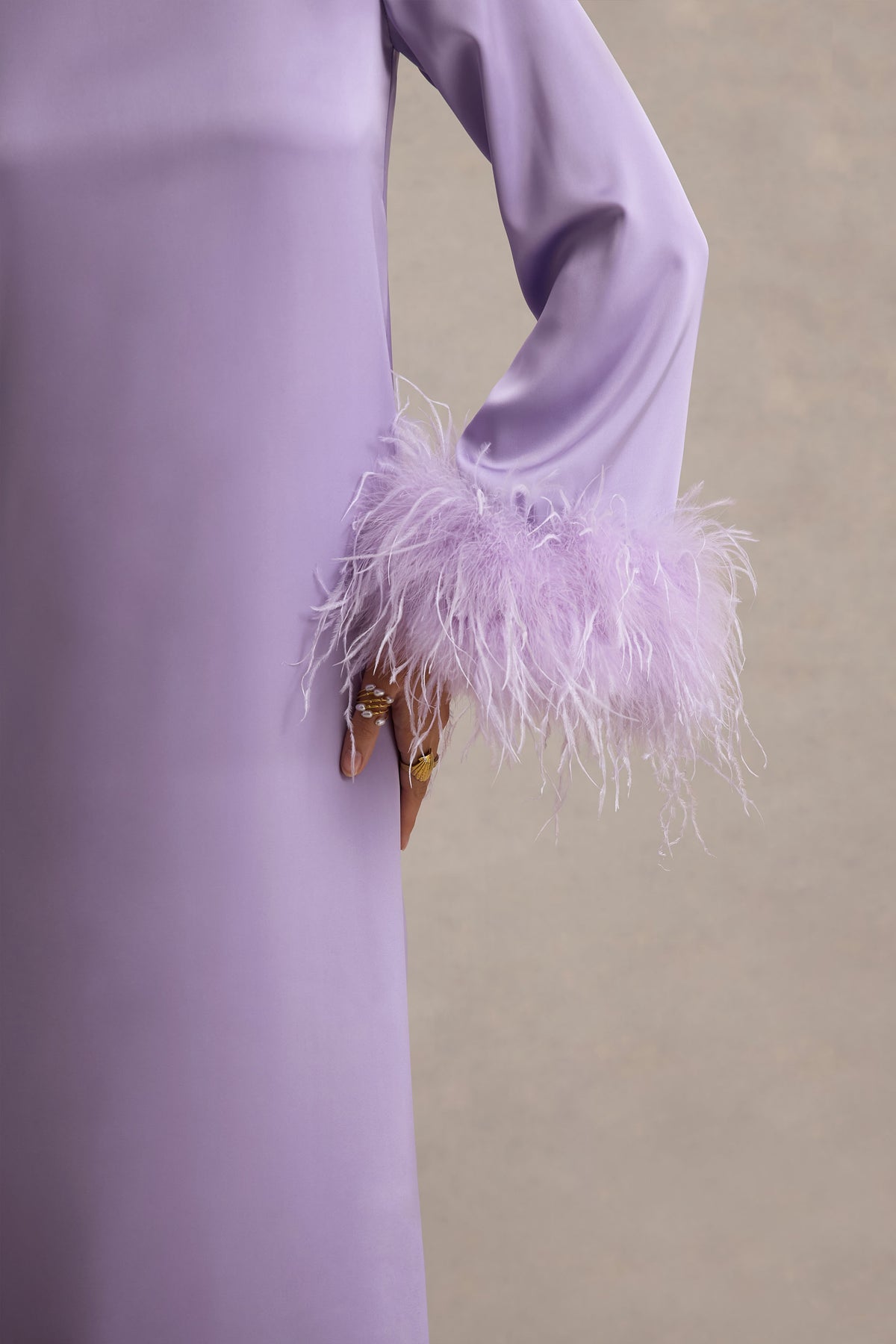 purple dress with feather trim PatBO Feather Trim Oscar Dress in Lavender