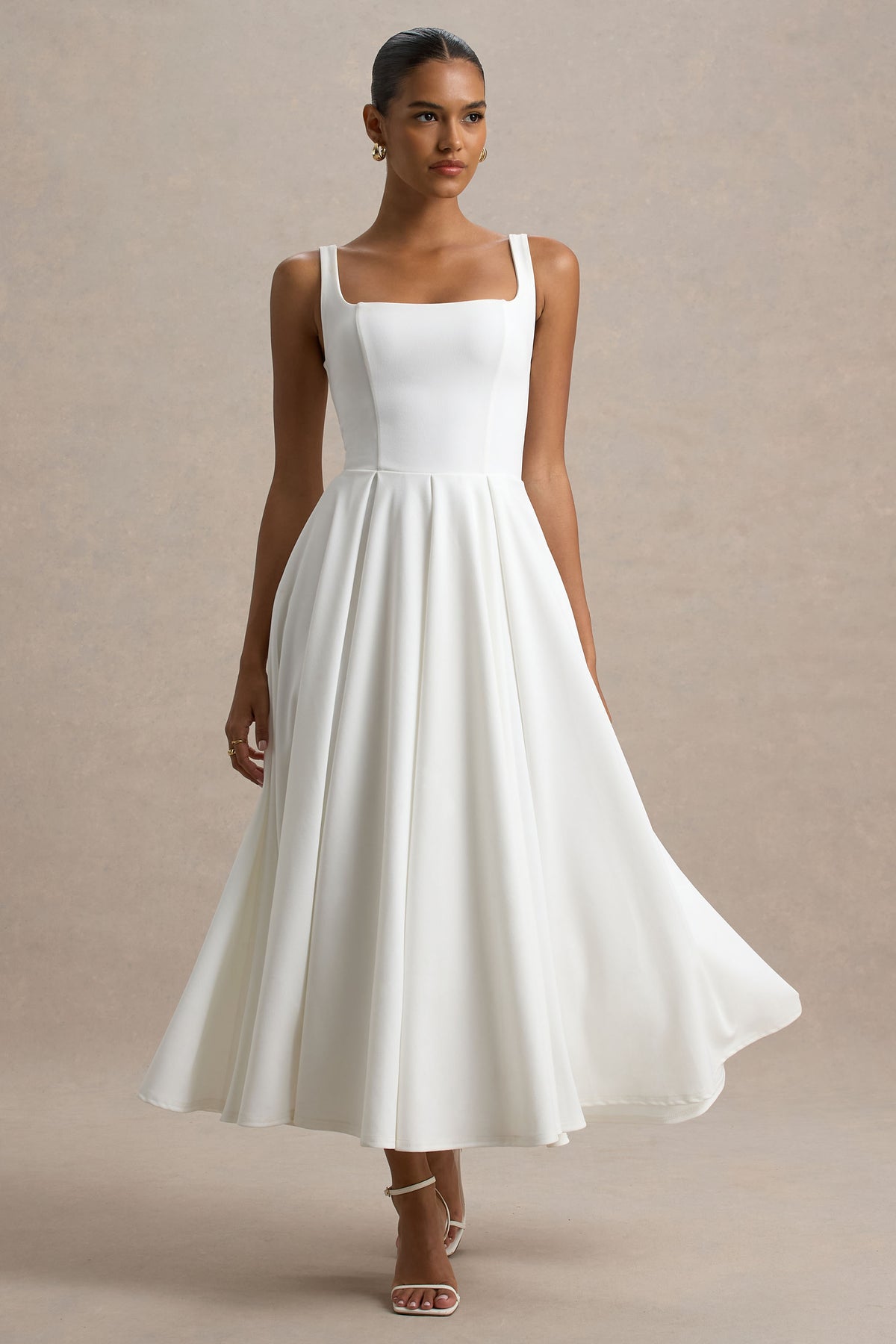 white club london dress Steph | White Halter-Neck Tailored Maxi Dress Club L London