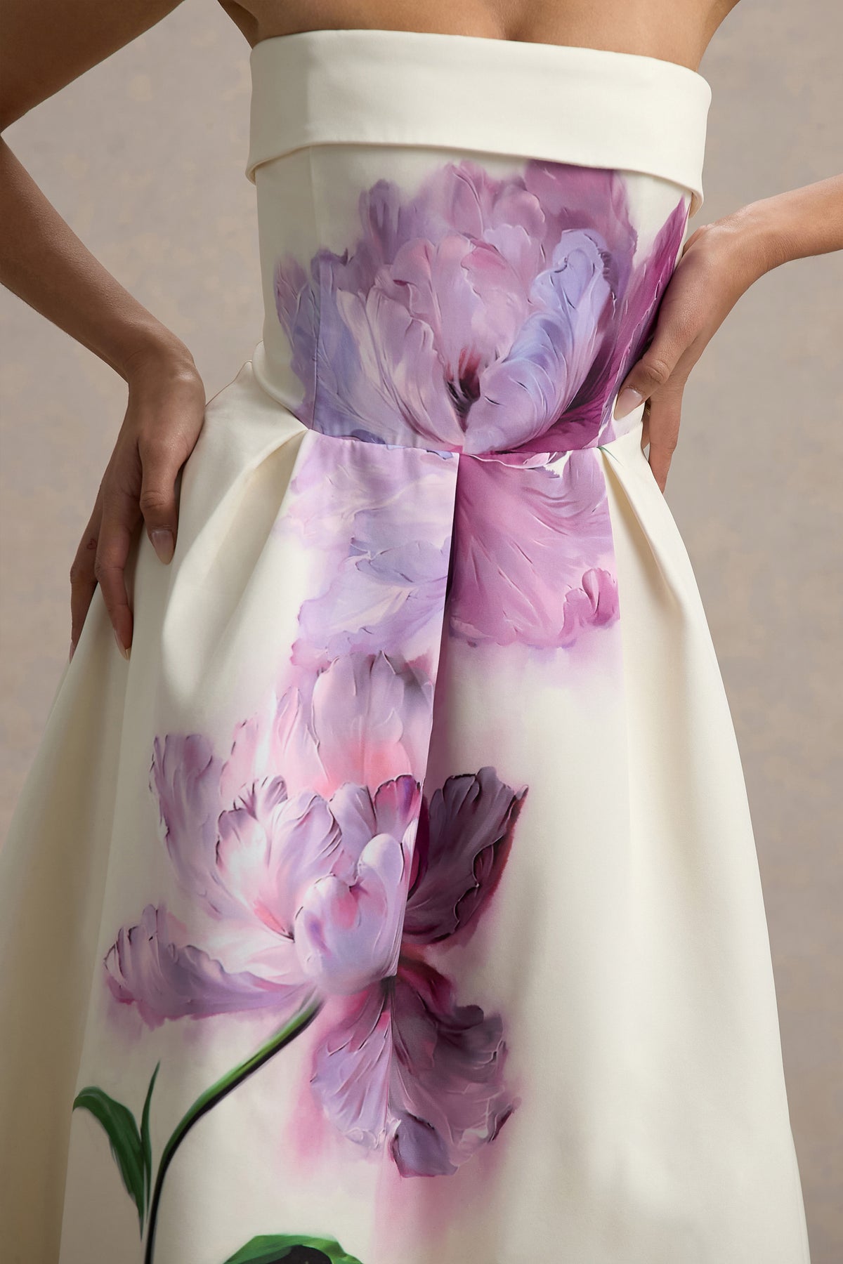 annalise light pink floral print bandeau skater midi dress Annalise | Light Pink Floral Print Bandeau Skater Midi Dress Club L London