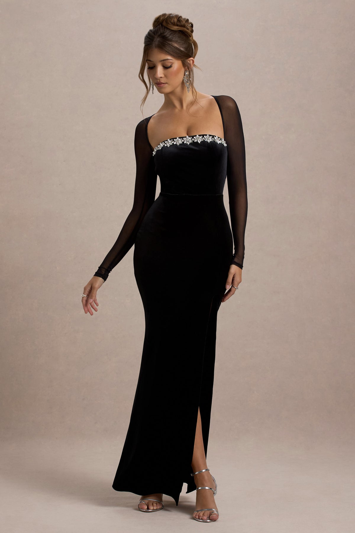 black velvet square neck dress Wanderdoll Lucky velvet square neck hip detail mini dress in black