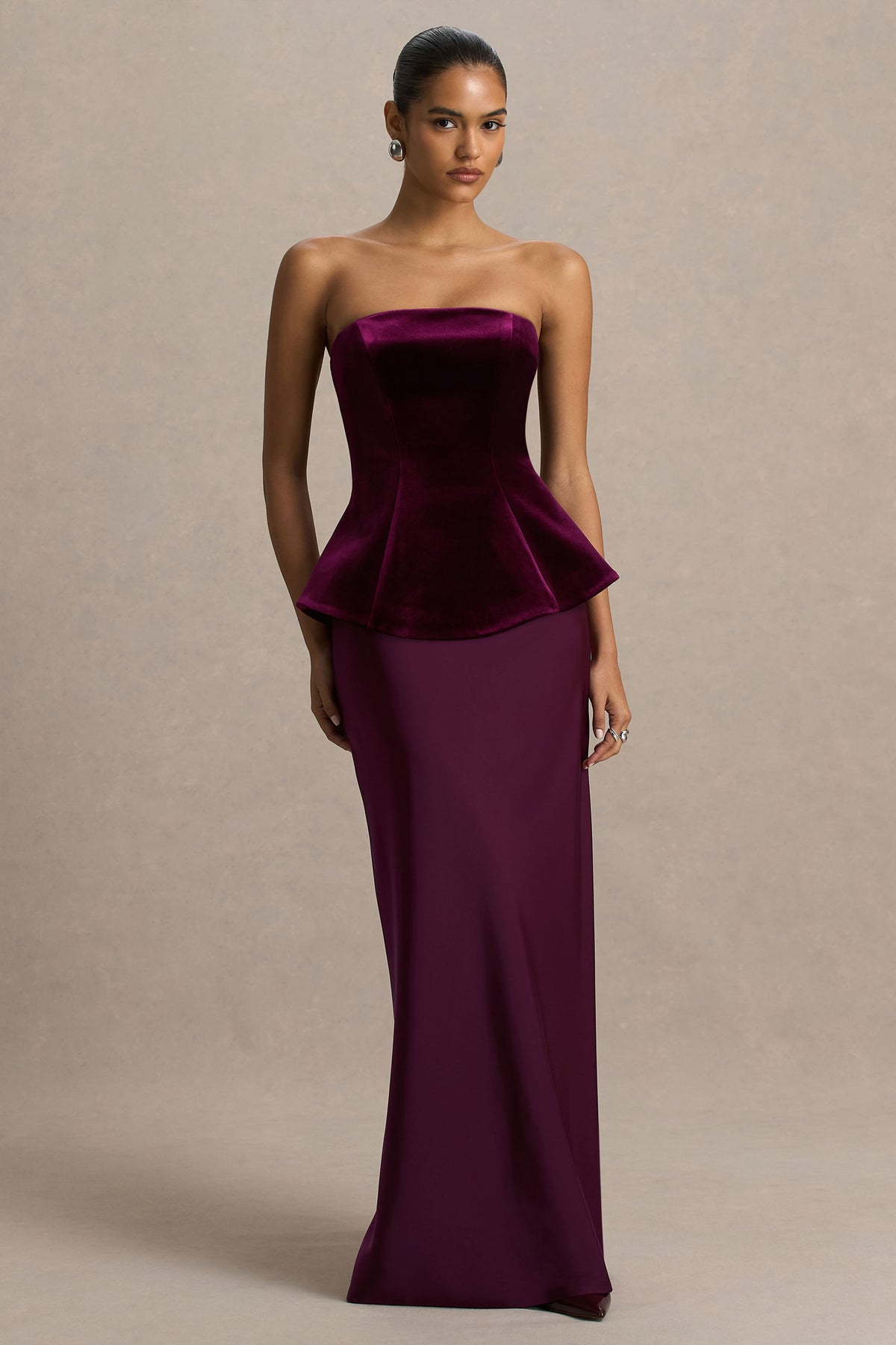 corset club dress In the pink Epidermis Satin Corset Dress, satin catches the light subtly, balanced by the muted feathered texture of the brown Quell Feather Headscarf