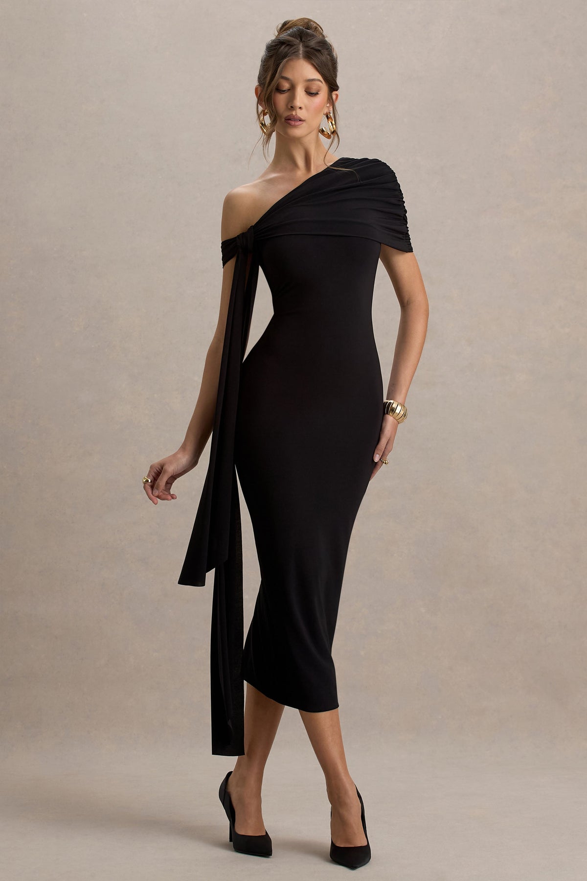 black high neck asymmetric embroidered trim maxi dress black high neck asymmetric embroidered trim maxi dress
