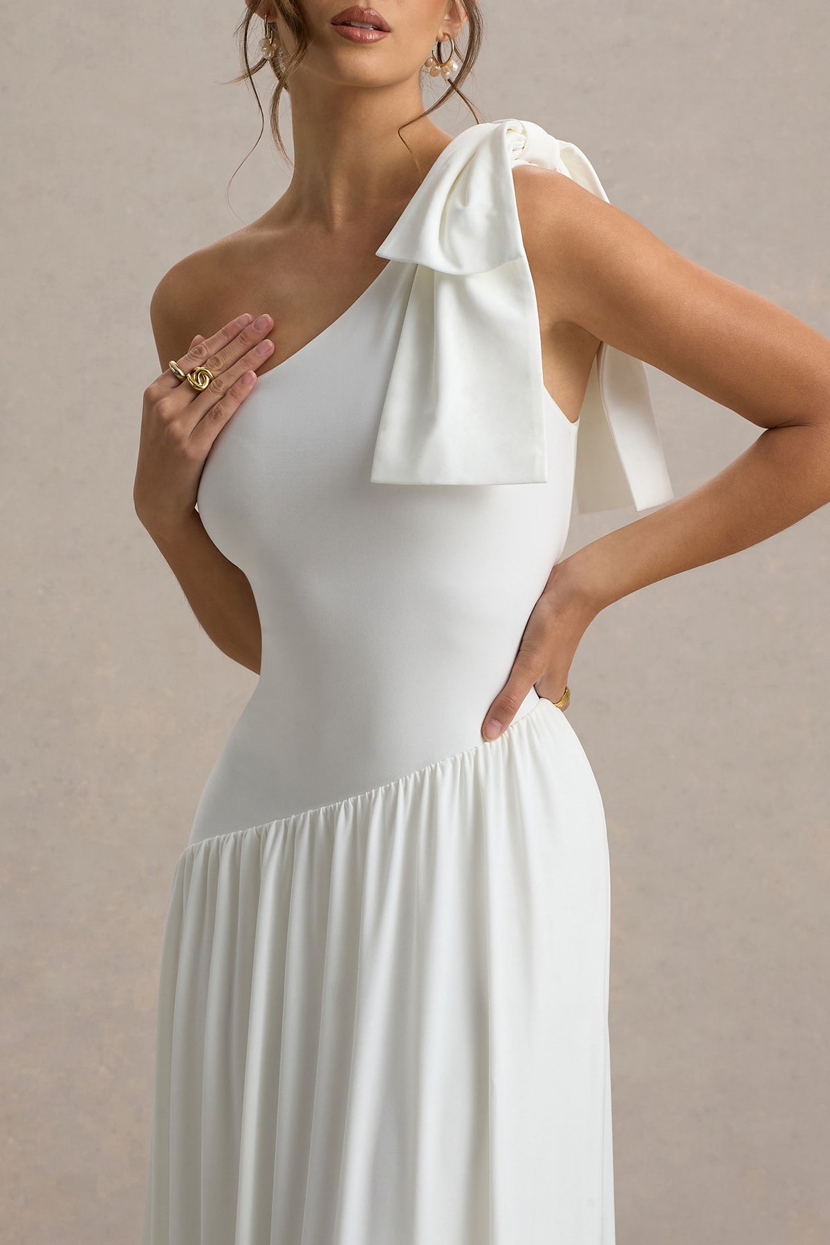 club l london white one shoulder dress Siren | White One Shoulder Bodycon Dress
