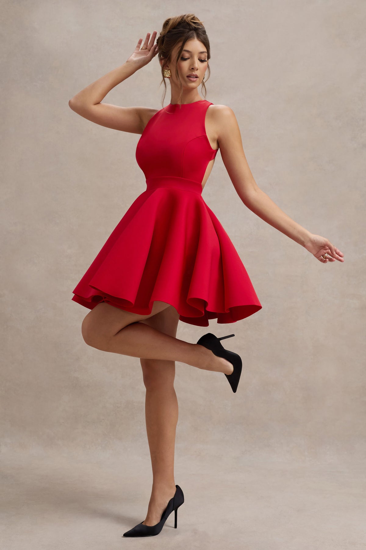 skater dress Waverly | White Racer-Neck Sleeveless Skater Mini Dress