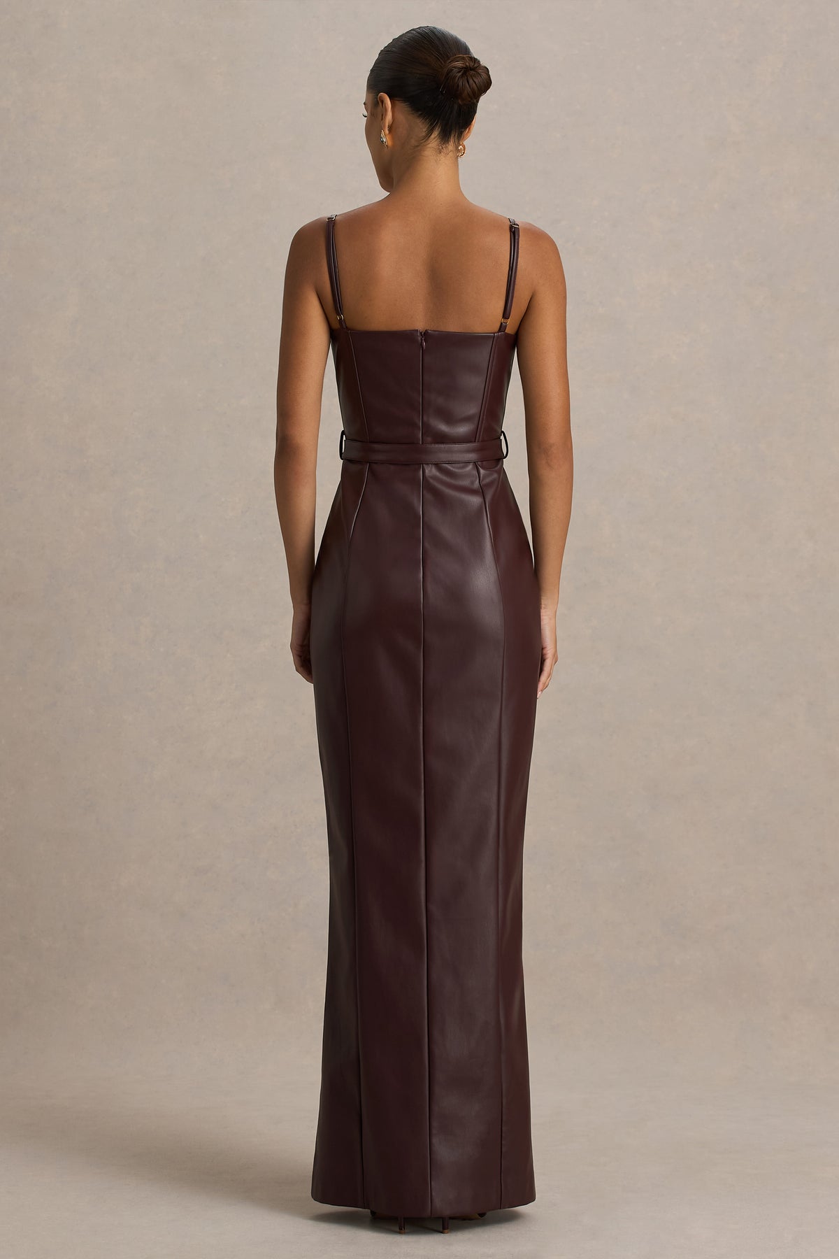 burgundy faux leather dress uk Burgundy Fluted Hem Leather Dress