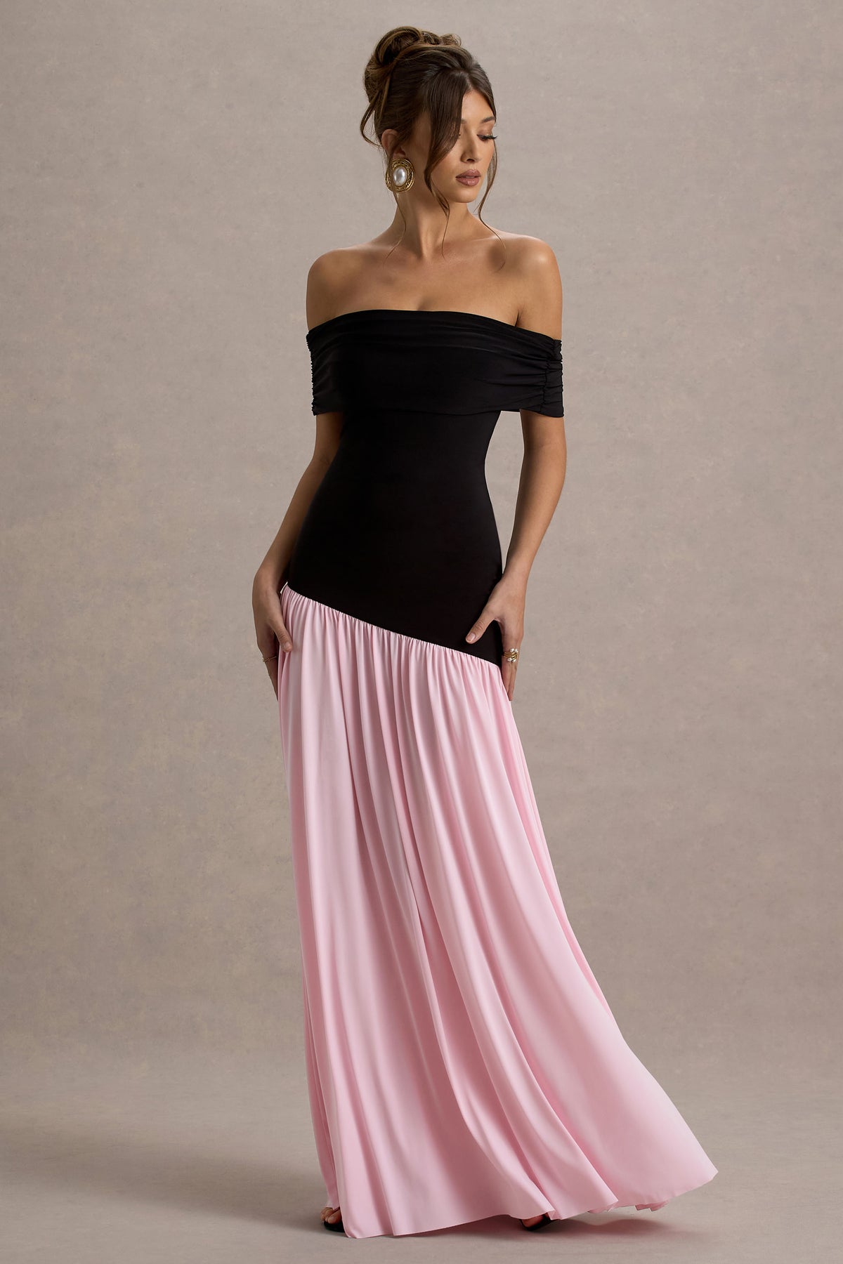 black white pink dress Pink A-line Strapless Black Top Floral Appliques Long Prom Dress Pink / US 2
