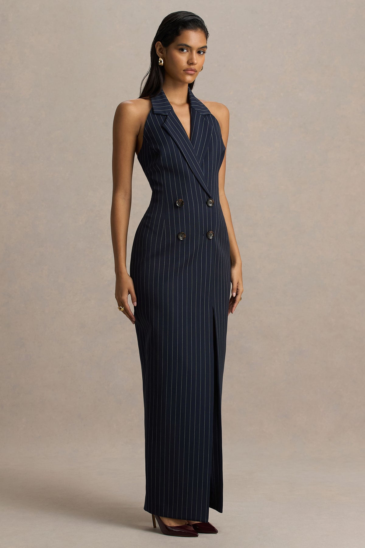 navy blue pinstripe dress Penelope Shirt Dress