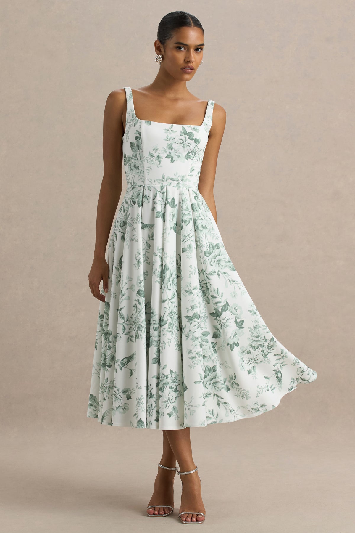 Lissa Green Porcelain Print Square-Neck Midi Dress Club L London - SA Lissa Green Porcelain Print Square-Neck Midi Dress Club L London - SA
