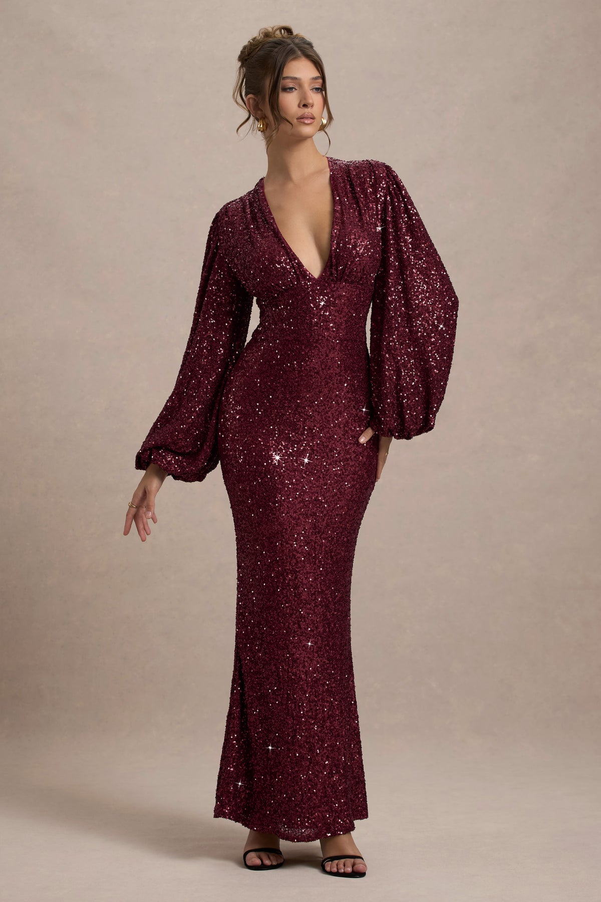 club l sequin maxi dress Club L London ivory sequin iridescent strapless split maxi dress in ivory