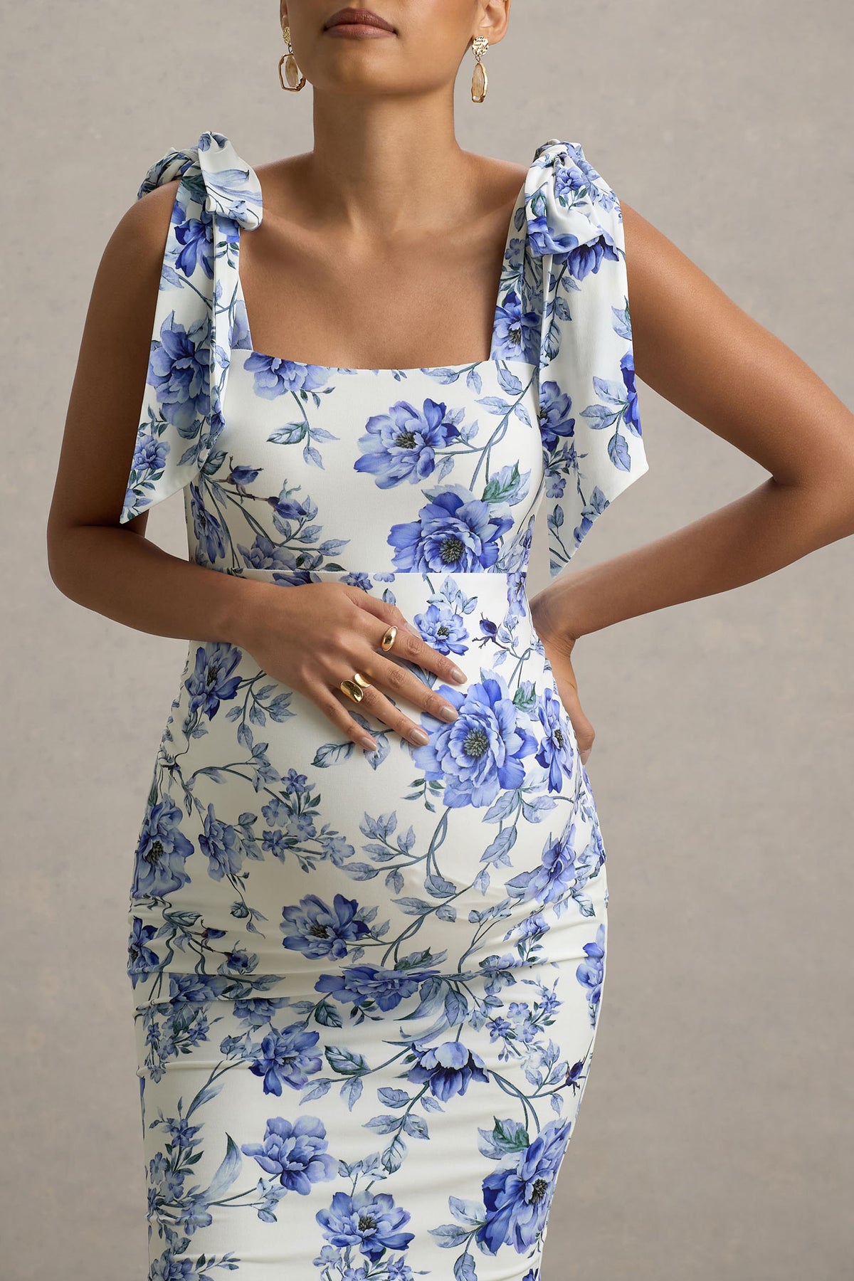 Pink And Blue Maternity Dress For Gender Reveal Melody Maxi Dress With Pleats And Bow Detail Pink And Blue Maternity Dress For Gender Reveal Melody Maxi Dress With Pleats And Bow Detail