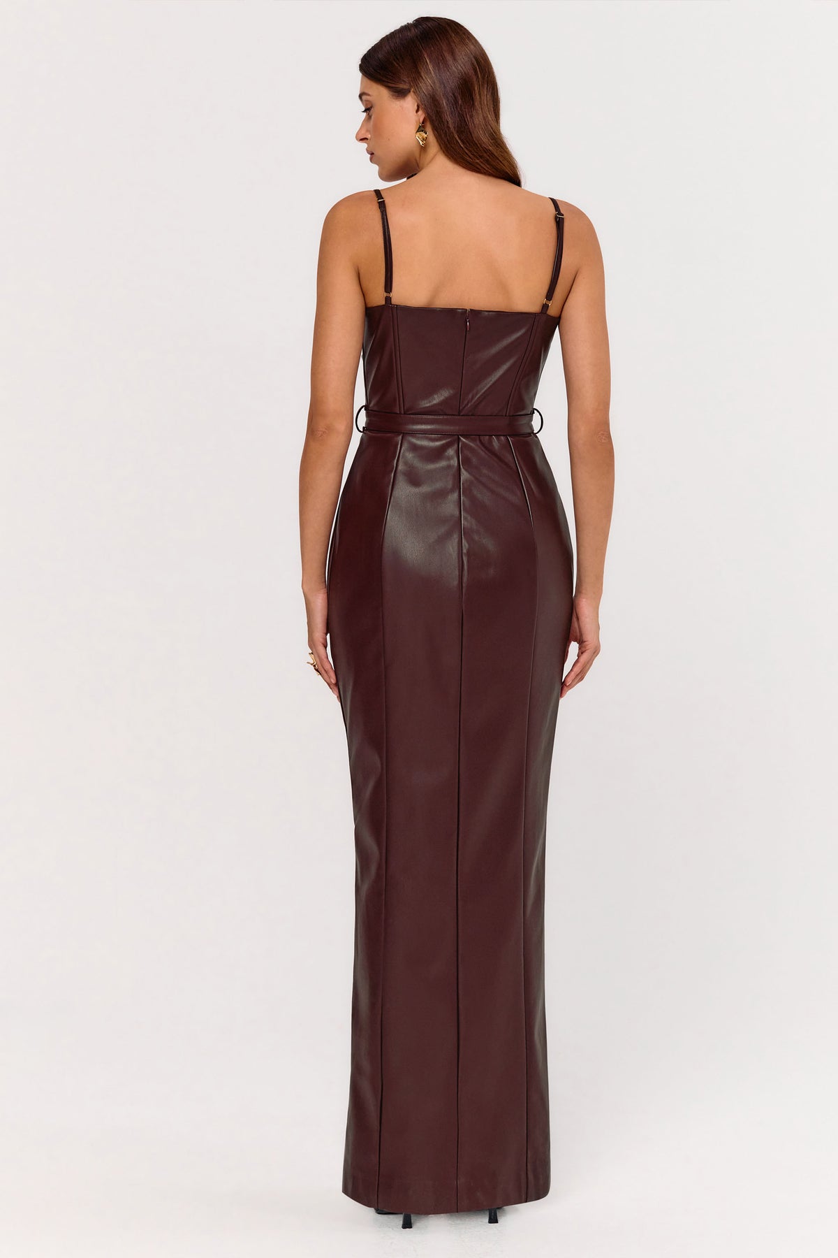 burgundy maxi dress with split Lila Burgundy Faux Leather Plunge-Neck Maxi Dress With Split – Club L  London