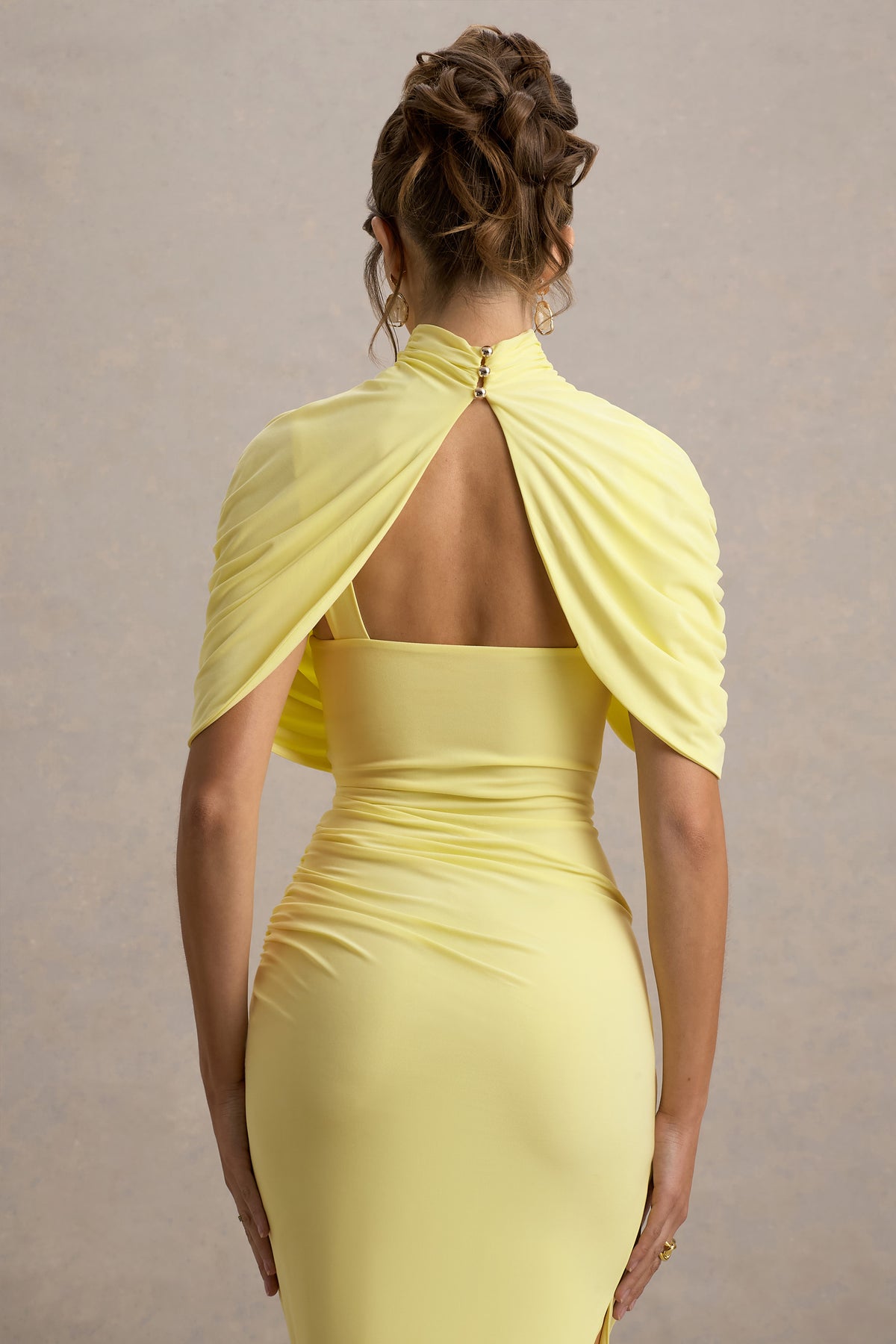 club london yellow dress Goldiea | Lemon Halter-Neck Fishtail Maxi Dress Club L London