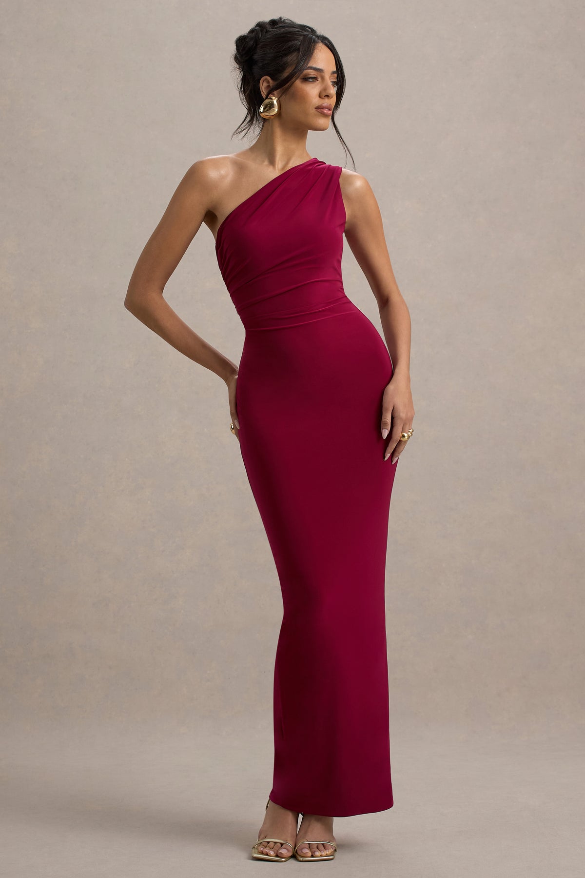 club l london one shoulder dress Lotus Love White One-Shoulder Hanky-Hem Maxi Dress With Bow Club L London