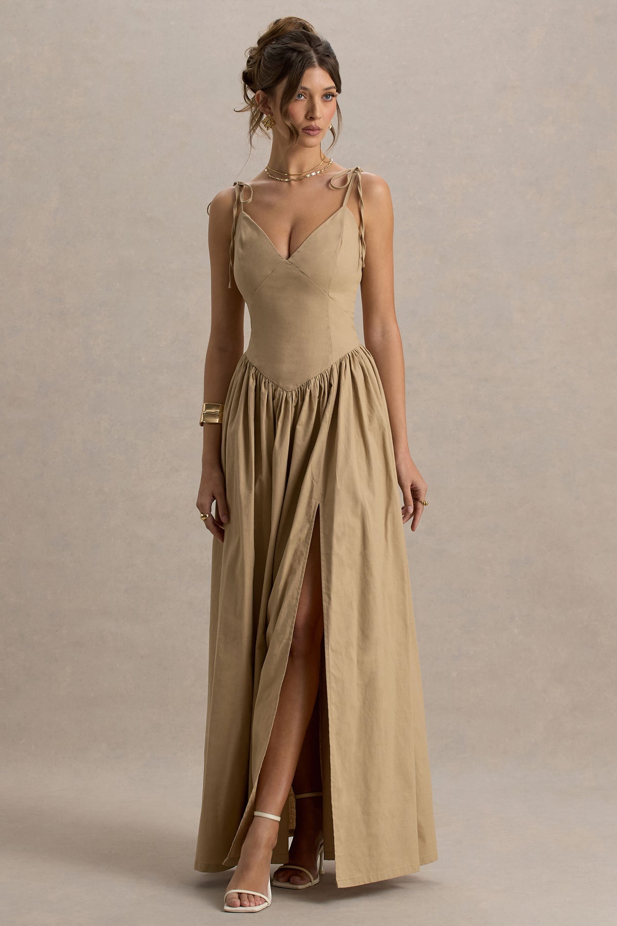 tan club dress Cool Tan Dress - Ribbed Knit Dress - Bodycon Midi Dress