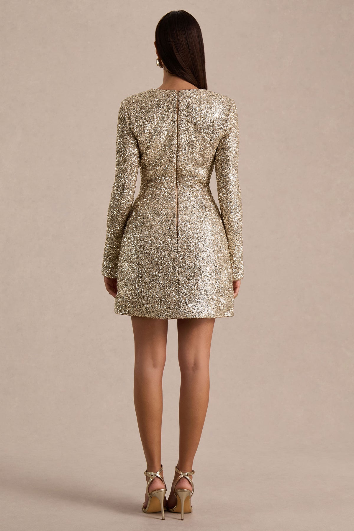 club l gold sequin dress Almira | Champagne Sequin Bandeau Maxi Dress With