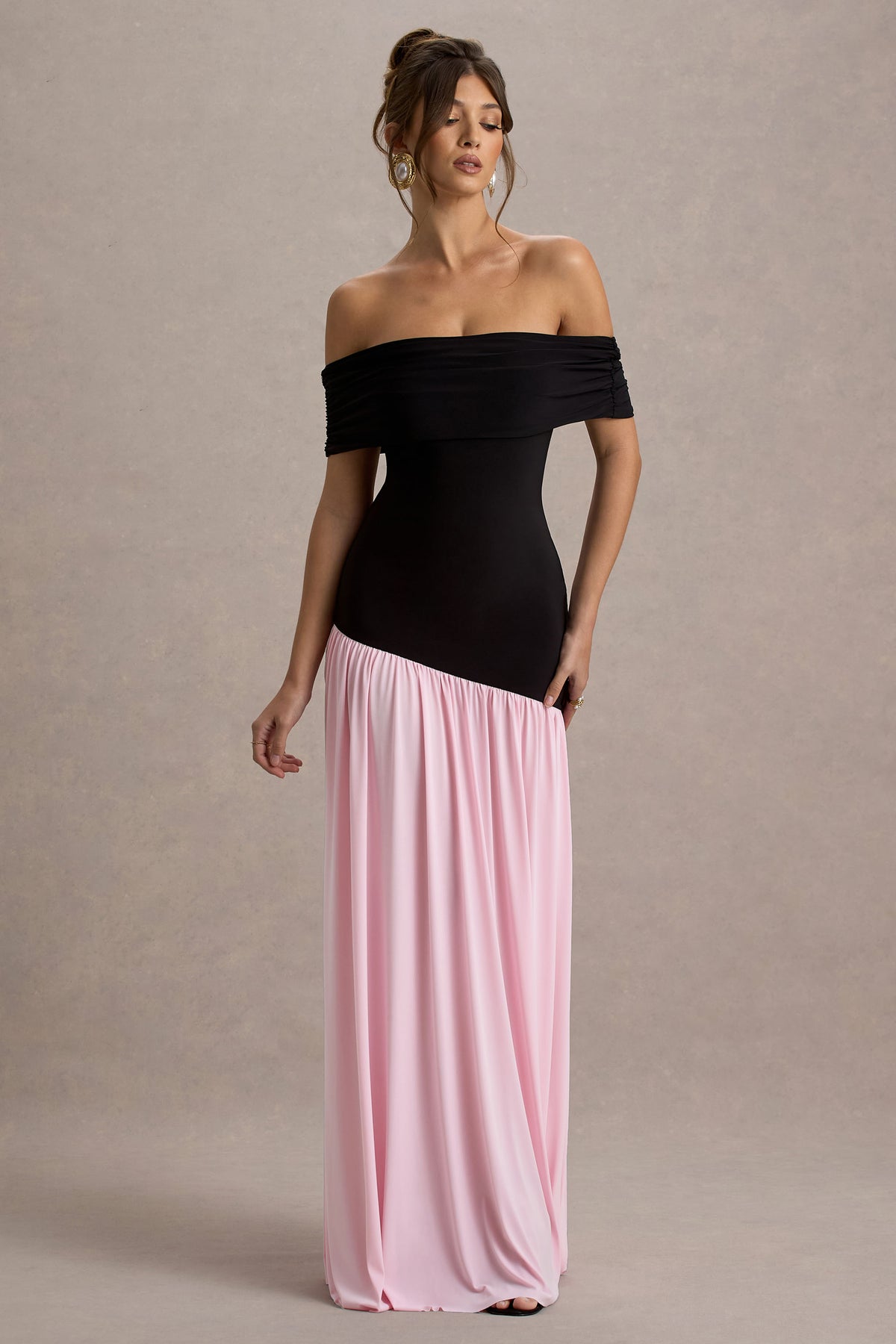 pink and black club dresses Pink & Black Split Sweetheart Dress